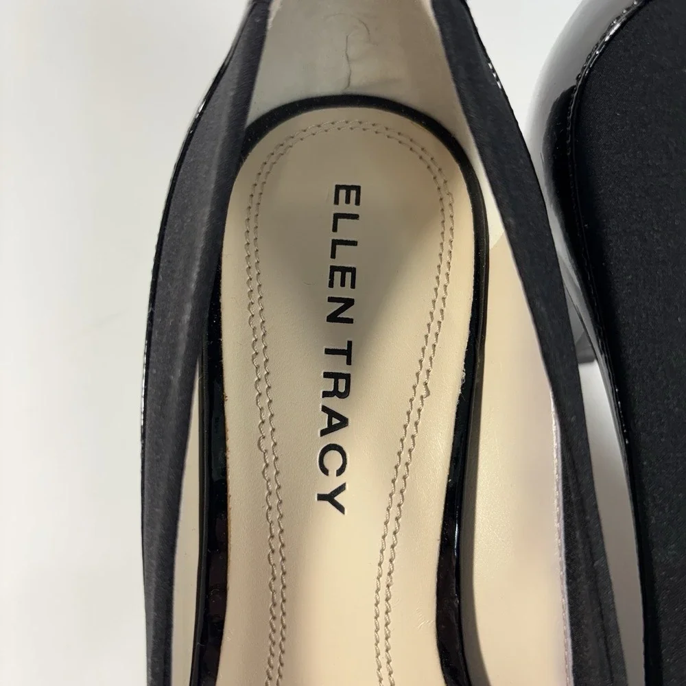 Ellen Tracy Womens Jordan Black Lace Up Bow Block High Heels Pumps Shoes 7M